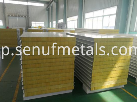 50 150mm Thickness Rockwool Sandwich Panel For Metal Wall Cladding System